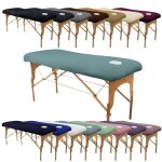 Drap housse de protection en éponge pour table de massage - bleu pastel - vivezen Drap housse de protection en éponge pour table de massage - bleu pastel - vivezen
