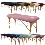 Drap housse de protection en éponge pour table de massage - rose pastel - vivezen Drap housse de protection en éponge pour table de massage - rose pastel - vivezen