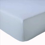 Drap housse uni bonnet 30 cm 100% coton bleu 180x190 cm