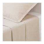 Drap plat 2 personnes 'percale' 240x290cm beige lin