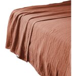 Drap plat 270x300 cm gaze de coton unie gaia rouge terracotta Drap plat 270x300 cm gaze de coton unie gaia rouge terracotta