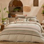 Drap plat coton rayures bayadre orange corail 240x310 cm