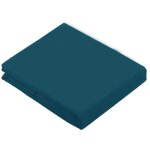 Drap plat uni en 100 % coton bleu paon 180x290 cm
