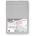 Drap sup�rieur en flanelle grise sans coins - pur coton doux fabriqu� en italie pour matelas maxi et ...