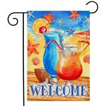 Drapeau de jardin printemps / �t� � bienvenue �, petit drapeau de cour en toile de jute double face, ...