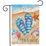 Drapeau de jardin printemps / �t� � bienvenue �, petit drapeau de cour en toile de jute double face, ...