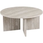 Drasir - table basse ronde couleur travertin gris d90 cm