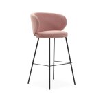 Drawer - lot de 2 tabourets de bar en tissu et métal h65cm - rose - havel Drawer - lot de 2 tabourets de bar en tissu et métal h65cm - rose - havel