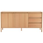 Drawer - buffet 2 portes 3 tiroirs en bois l160cm - bois clair - verade