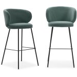 Drawer - lot de 2 tabourets de bar en tissu et mtal h65cm - vert eucalyptus - havel