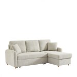 Drawer - canap� d'angle convertible 3 places en tissu avec coffre - beige chin�