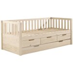 Drawer - lit enfant banquette 4 tiroirs en bois 90x200 cm - bois clair - zip Drawer - lit enfant banquette 4 tiroirs en bois 90x200 cm - bois clair - zip