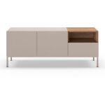 Drawer - meuble tv 2 portes 1 tiroir en bois et mtal l140cm - beige - quenor