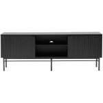 Drawer - meuble tv 2 portes, 2 niches en bois et mtal l150cm - noir - molly