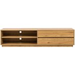 Drawer - meuble tv 2 tiroirs, 2 niches en bois l180cm - bois clair - since