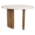 Table d'appoint organique en marbre et bois 37x56cm - bois fonc� et blanc - tanda