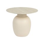 Drawer - table d'appoint ronde effet travertin ø50cm - beige - karula Drawer - table d'appoint ronde effet travertin ø50cm - beige - karula