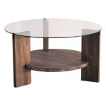 Drawer - table basse ronde en verre tremp et bois 75cm - bois fonc - mino