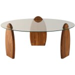 Drawer - table basse ronde en verre trempé et bois ø90cm - transparent - wo Drawer - table basse ronde en verre trempé et bois ø90cm - transparent - wo