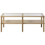 Drawer - table basse en verre tremp et bois 120x60cm - bois clair - cahir