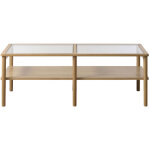 Drawer - table basse en verre tremp� et bois 120x60cm - bois clair - cahir