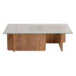 Drawer - table basse en verre tremp et bois - bois fonc - cubix