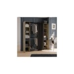 M&s - dressing 2 colonnes 1 rideau 182x50x200 cm effet chêne et noir M&s - dressing 2 colonnes 1 rideau 182x50x200 cm effet chêne et noir