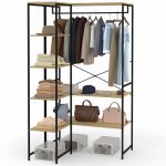 Idmarket ? dressing d'angle modulable double penderie bois h�tre et m�tal ? longueur 90 / 123 cm ? hauteur ...