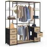 Idmarket - dressing double penderie + double colonne l. 140 cm utah avec 6 tagres et 6 bacs en tissu ...