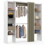 Dressing extensible double meryl 120 / 180 x 50 x 180 cm blanc avec étagères hêtre + double penderie ... Dressing extensible double meryl 120 / 180 x 50 x 180 cm blanc avec étagères hêtre + double penderie ...