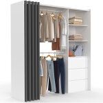Dressing extensible marty 120 / 170 x 50 x 180 cm blanc avec 3 tiroirs + �tag�res + double penderie + ...
