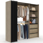 Dressing extensible marty 120 / 170 x 50 x 180 cm h�tre avec 3 tiroirs + �tag�res + double penderie + ...