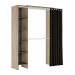 Dressing ouvert avec rideau bastet 10 - graphite / naturel