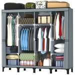 Dressing, penderie, armoire de rangement, portable avec barre de suspension, porte - v�tements pliable, ...