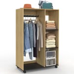 Idmarket ? dressing penderie rachel 80 cm ? largeur 40 cm ? hauteur 120 cm ? 2 �tag�res ? roulettes pour ...