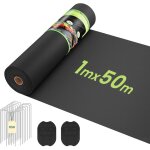 Dripex toile de paillage 1mx50m avec 50 piquets, g�otextile non tiss� 100 g / m�, anti - mauvaises herbes ...