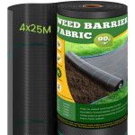 Dripex toiles de paillage 4m x 25m, toile anti mauvaises herbes jardin 90g / ?, geotextile, bache noire ...