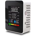 Dtecteur de dioxyde de carbone 5 en 1 dtecteur de qualit d'air intrieur co2 compteur numrique tvoc hcho ...