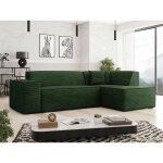 Bestmobilier - duchamp - canap d'angle droit 5 places - en velours ctel - vert