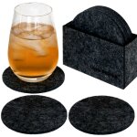 Dunedesign - 8 dessous de verres rond sous - verres incl etui faux feutre anthracite Dunedesign - 8 dessous de verres rond sous - verres incl etui faux feutre anthracite