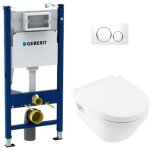 Geberit - duofix pack bti - support + cuvette sans bride + abattant + plaque de dclenchement (slim ...