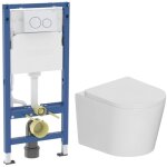 Duofix pack wc b�ti - support 112 cm + wc suspendu sans bride avec abattant softclose ceramia + plaque ...