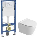 Duofix pack wc b�ti - support 112 cm + wc suspendu sans bride ceramia avec abattant softclose + plaque ...
