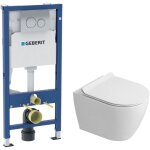 Duofix pack wc b�ti - support 112 cm + wc suspendu sans bride ceramia avec abattant softclose + plaque ...