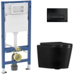 Duofix pack wc b�ti - support + wc suspendu ceramia sans bride avec abattant softclose + plaque noir ...
