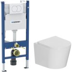 Duofix pack wc b�ti - support + wc suspendu sans bride avec abattant softclose ceramia + plaque blanche ...