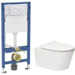 Duofix pack wc b�ti - support + wc suspendu sans bride swiss aqua technologies avec abattant softclose ...