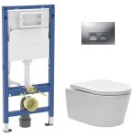 Duofix pack wc b�ti + wc suspendu sans bride swiss aqua technologies avec abattant softclose + plaque ...