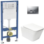 Duofix pack wc b�ti + wc suspendu sans bride swiss aqua technologies avec abattant softclose + plaque ...