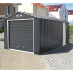 Duramax - garage en acier 3, 7x6m gris, 33 mm paisseur de paroi 370 x 600 cm